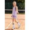 Arshiner Girls 2 Piece Outfits Summer Clothes Sleeveless Pullover Open Back Tank Tops and Biker Shorts Kids Athletic Sets(Purple)