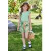 Arshiner Girls Clothes Summer Outfits Ruffle Sleeve Tops and Paperbag Waist Shorts with Pockets Kids Clothing Set(Green Leaf)