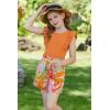 Arshiner Girls Clothes Summer Outfits Ruffle Sleeve Tops and Paperbag Waist Shorts with Pockets Kids Clothing Set(Orange Leaf)