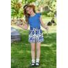 Arshiner Girls Clothes Summer Outfits Ruffle Sleeve Tops and Paperbag Waist Shorts with Pockets Kids Clothing Set(Royal Blue)