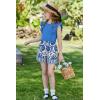Arshiner Girls Clothes Summer Outfits Ruffle Sleeve Tops and Paperbag Waist Shorts with Pockets Kids Clothing Set(Royal Blue)