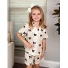 Arshiner Girls Pajamas Sets Short Sleeve Kids Pjs Button Down Sleepwear for 4-13Y(Black Bow)