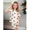 Arshiner Girls Pajamas Sets Short Sleeve Kids Pjs Button Down Sleepwear for 4-13Y(Black Bow)