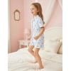 Arshiner Girls Pajamas Sets Short Sleeve Kids Pjs Button Down Sleepwear for 4-13Y(Small Blue Flowers)