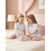 Arshiner Girls Pajamas Sets Short Sleeve Kids Pjs Button Down Sleepwear for 4-13Y(Small Blue Flowers)