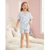 Arshiner Girls Pajamas Sets Short Sleeve Kids Pjs Button Down Sleepwear for 4-13Y(Small Blue Flowers)