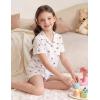 Arshiner Girls Pajamas Sets Short Sleeve Kids Pjs Button Down Sleepwear for 4-13Y(White Cherry)