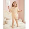 Arshiner Girls Pajamas Sets Short Sleeve Kids Pjs Button Down Sleepwear for 4-13Y(Yellow Flowers)