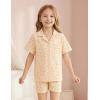 Arshiner Girls Pajamas Sets Short Sleeve Kids Pjs Button Down Sleepwear for 4-13Y(Yellow Flowers)