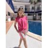 Arshiner Girls Shorts Sets 2 Pieces Outfits Twist Front Ruffle Sleeve T-Shirts and Shorts With Pockets Cute Clothes Sets(Hot Pink)