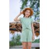 Arshiner Girls Shorts Sets 2 Pieces Outfits Twist Front Ruffle Sleeve T-Shirts and Shorts With Pockets Cute Clothes Sets(Ice Green)