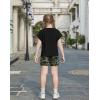 Arshiner Girls Summer 2 Piece Outfits Short Sleeve T Shirts Top and Shorts Clothing Sets with Pockets(Black & Camouflage)