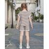 Arshiner Girls Summer 2 Piece Outfits Short Sleeve T Shirts Top and Shorts Clothing Sets with Pockets(Brown and White Stripes)