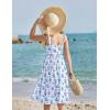 Arshiner Girls Summer Dress Maxi Spaghetti Strap Ruched Flowy Beach Boho Casual Teen Girl Sundress 6-14 Years(Blue Floral)