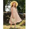 Arshiner Girls Summer Dress Maxi Spaghetti Strap Ruched Flowy Beach Boho Casual Teen Girl Sundress 6-14 Years(Champagne)