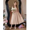 Arshiner Girls Summer Dress Maxi Spaghetti Strap Ruched Flowy Beach Boho Casual Teen Girl Sundress 6-14 Years(Champagne)