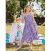 Arshiner Girls Summer Dress Maxi Spaghetti Strap Ruched Flowy Beach Boho Casual Teen Girl Sundress 6-14 Years(Purple Floral)