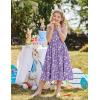 Arshiner Girls Summer Dress Maxi Spaghetti Strap Ruched Flowy Beach Boho Casual Teen Girl Sundress 6-14 Years(Purple Floral)