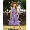 Arshiner Girls Summer Dress Maxi Spaghetti Strap Ruched Flowy Beach Boho Casual Teen Girl Sundress 6-14 Years(Purple Floral)