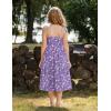 Arshiner Girls Summer Dress Maxi Spaghetti Strap Ruched Flowy Beach Boho Casual Teen Girl Sundress 6-14 Years(Purple Floral)