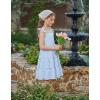 Arshiner Girls Summer Dress Tween Boho Casual Bowknot Strap Sleeveless Swing Flowy Ruffle Tiered Sundresses with Pockets(Blue&white Stripe)