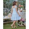 Arshiner Girls Summer Dress Tween Boho Casual Bowknot Strap Sleeveless Swing Flowy Ruffle Tiered Sundresses with Pockets(Blue&white Stripe)