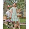 Arshiner Girls Summer Dress Tween Boho Casual Bowknot Strap Sleeveless Swing Flowy Ruffle Tiered Sundresses with Pockets(Green Floral)