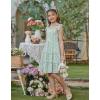 Arshiner Girls Summer Dress Tween Boho Casual Bowknot Strap Sleeveless Swing Flowy Ruffle Tiered Sundresses with Pockets(Green Floral)