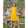 Arshiner Girls Summer Dress Tween Boho Casual Bowknot Strap Sleeveless Swing Flowy Ruffle Tiered Sundresses with Pockets(Yellow)