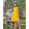 Arshiner Girls Summer Dress Tween Boho Casual Bowknot Strap Sleeveless Swing Flowy Ruffle Tiered Sundresses with Pockets(Yellow)