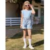 Arshiner Girls T Shirts Cap Sleeves Casual Summer Tops Crewneck Tank Loose Fit Fashion Blouse Tee(Light Blue)