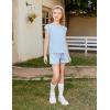 Arshiner Girls T Shirts Cap Sleeves Casual Summer Tops Crewneck Tank Loose Fit Fashion Blouse Tee(Light Blue)