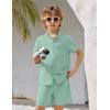 Arshiner Toddler Boys 2 Piece Set Short Sleeve Button Down Shirt and Shorts Vacation Texture Outfits with Pocket 2-13 Years(Green)