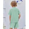 Arshiner Toddler Boys 2 Piece Set Short Sleeve Button Down Shirt and Shorts Vacation Texture Outfits with Pocket 2-13 Years(Green)