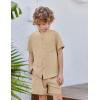 Arshiner Toddler Boys 2 Piece Set Short Sleeve Button Down Shirt and Shorts Vacation Texture Outfits with Pocket 2-13 Years(Khaki)
