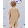 Arshiner Toddler Boys 2 Piece Set Short Sleeve Button Down Shirt and Shorts Vacation Texture Outfits with Pocket 2-13 Years(Khaki)
