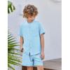 Arshiner Toddler Boys 2 Piece Set Short Sleeve Button Down Shirt and Shorts Vacation Texture Outfits with Pocket 2-13 Years(Light Blue)