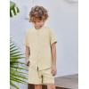 Arshiner Toddler Boys 2 Piece Set Short Sleeve Button Down Shirt and Shorts Vacation Texture Outfits with Pocket 2-13 Years(Light Khaki)