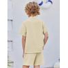 Arshiner Toddler Boys 2 Piece Set Short Sleeve Button Down Shirt and Shorts Vacation Texture Outfits with Pocket 2-13 Years(Light Khaki)