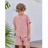 Arshiner Toddler Boys 2 Piece Set Short Sleeve Button Down Shirt and Shorts Vacation Texture Outfits with Pocket 2-13 Years(Light Pink)