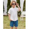 Arshiner Toddler Boys 2 Piece Set Short Sleeve Button Down Shirt and Shorts Vacation Texture Outfits with Pocket 2-13 Years(White & Blue)