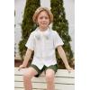 Arshiner Toddler Boys 2 Piece Set Short Sleeve Button Down Shirt and Shorts Vacation Texture Outfits with Pocket 2-13 Years(White & Green)