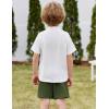 Arshiner Toddler Boys 2 Piece Set Short Sleeve Button Down Shirt and Shorts Vacation Texture Outfits with Pocket 2-13 Years(White & Green)