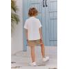 Arshiner Toddler Boys 2 Piece Set Short Sleeve Button Down Shirt and Shorts Vacation Texture Outfits with Pocket 2-13 Years(White & Khaki)