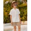 Arshiner Toddler Boys 2 Piece Set Short Sleeve Button Down Shirt and Shorts Vacation Texture Outfits with Pocket 2-13 Years(White & Khaki)