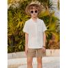 Arshiner Toddler Boys 2 Piece Set Short Sleeve Button Down Shirt and Shorts Vacation Texture Outfits with Pocket 2-13 Years(White & Khaki)