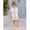 Arshiner Toddler Boys 2 Piece Set Short Sleeve Button Down Shirt and Shorts Vacation Texture Outfits with Pocket 2-13 Years(White)