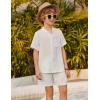 Arshiner Toddler Boys 2 Piece Set Short Sleeve Button Down Shirt and Shorts Vacation Texture Outfits with Pocket 2-13 Years(White)