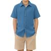Arshiner Boy’s Summer Beach Outfits Textured Button Down Shirt and Short Sets Casual Vacation Clothes for 5-12 Years(Royal Blue & Khaki)