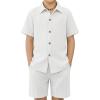 Arshiner Boy’s Summer Beach Outfits Textured Button Down Shirt and Short Sets Casual Vacation Clothes for 5-12 Years(White)